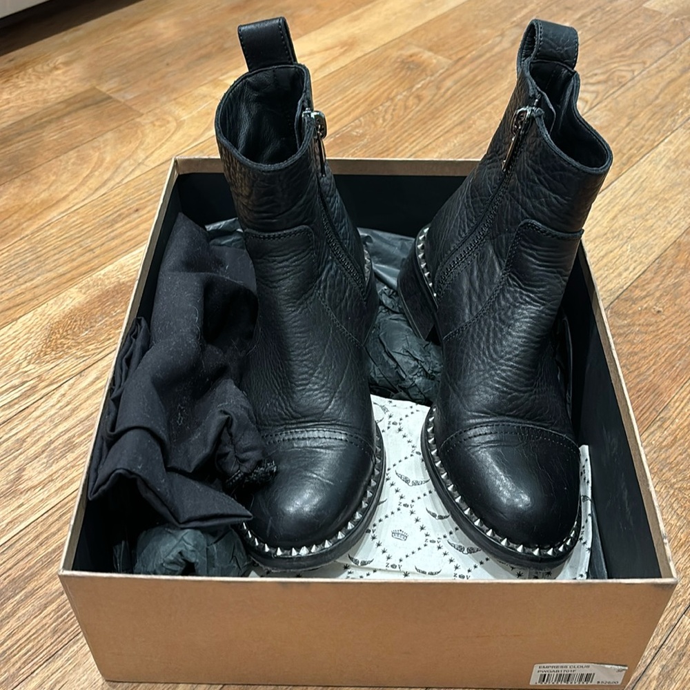 Zadig and Voltaire studded black booties, gently used. Beautiful and stylish